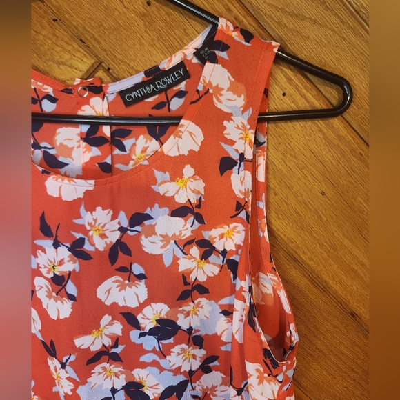 Cynthia Rowley orange and blue lightweight sheer medium tank top - Picture 6 of 8